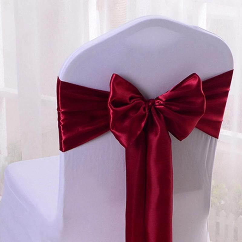 Low Price Cheaper Wedding Party Event Decoration Bandage Plain Dyed Satin Fabric Chair Sashes on Sale