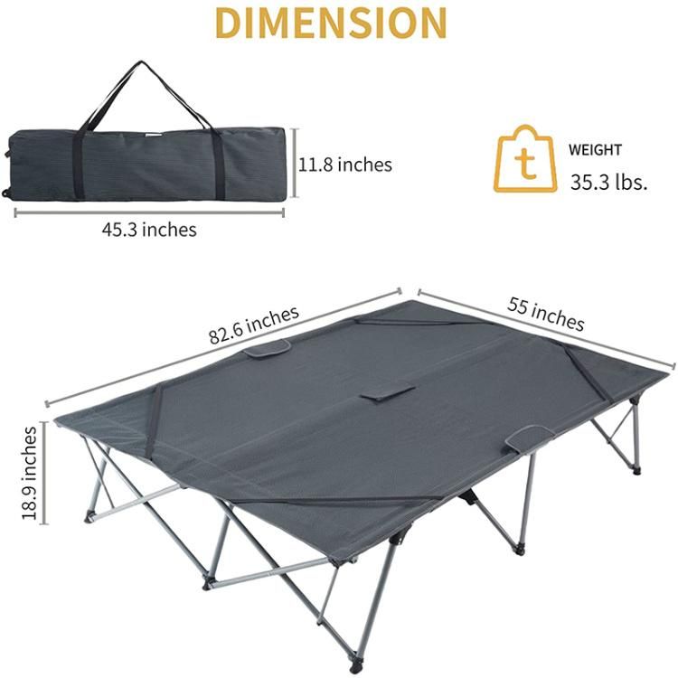 Portable Folding Camping Adjustable Wide Foldable Steel Frame Sleeping Bed