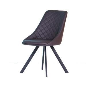 Modern Design Upholstered with Armrest Black Painted Legs Dining Chair