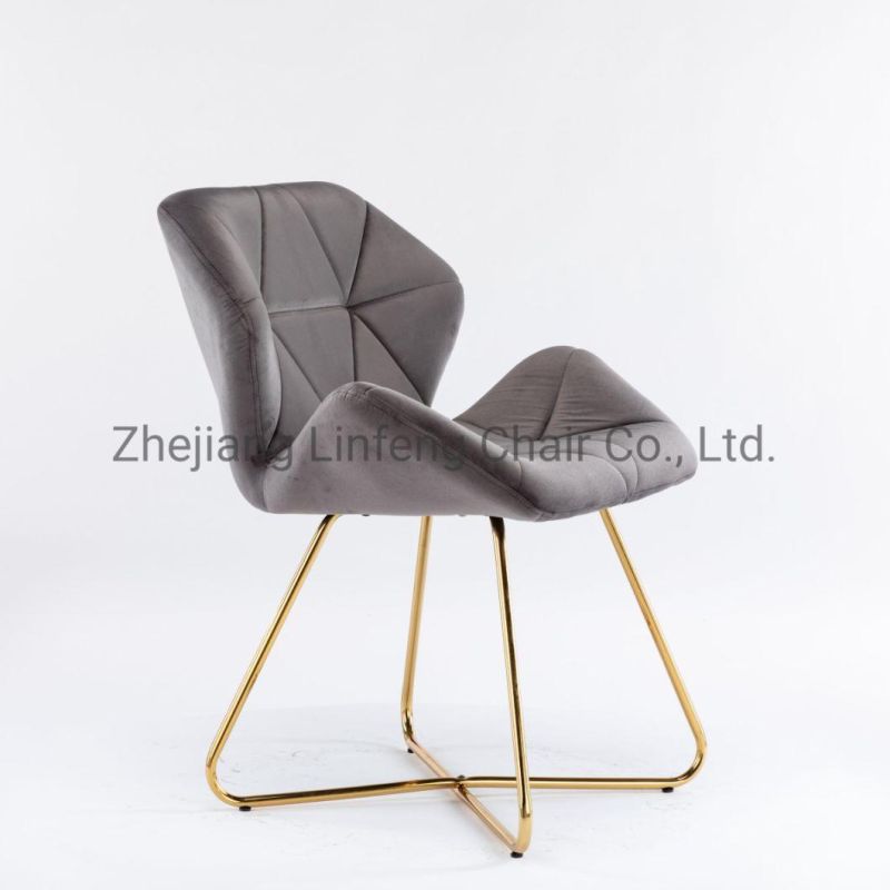 Modern Luxury Design Velvet Seat Gold Metal Legs Dining Chair