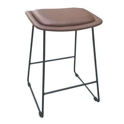 Metal Frame Yellow Fabric Seat Bar Stool Chair for Bar Use