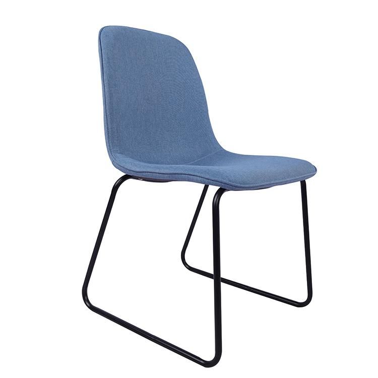 Wholesale Factory China Wholesale Home Furniture New Design Metal Chairs Blue Grey Fabric Dining Chairs