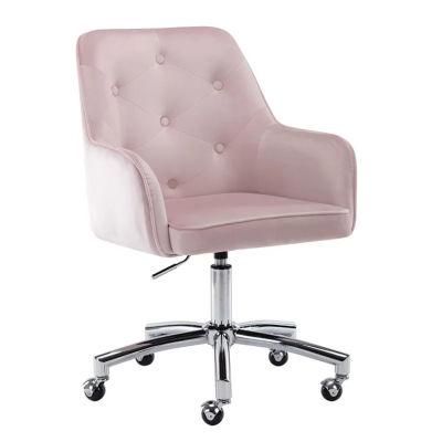 Office Furniture Modern Comfortable Cushion Velvet Surface Metal Legs Colored Office Chair