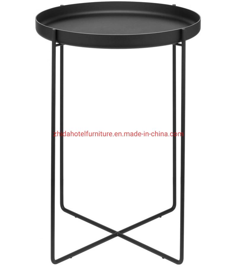 Golen Modern Marbling MDF Round Tea Table Sofa Side Simple Steel Coffee Table