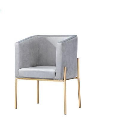Modern Style Blue Velvet Frame Metal Dining Chair for Hotel and Dining Room