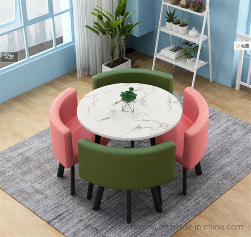 Black MDF Marble Top Luxury Round Wood Dining Table Chair Hotel Furniture Modern High Back Blue Living Room Chair Shining Steel Chair