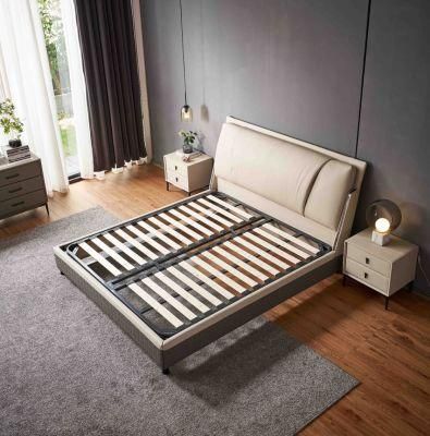 New Modern Solid Wood Slatted Platfrom Beds Set Upholstered Apartment/Home/Hotel Bedroom Furniture Leather Bed