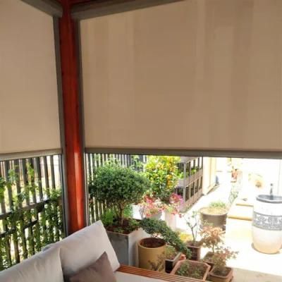 Motorized Commercial External Outdoor Windproof, Weatherproof Patented Track-Guided Patio Roller Blinds