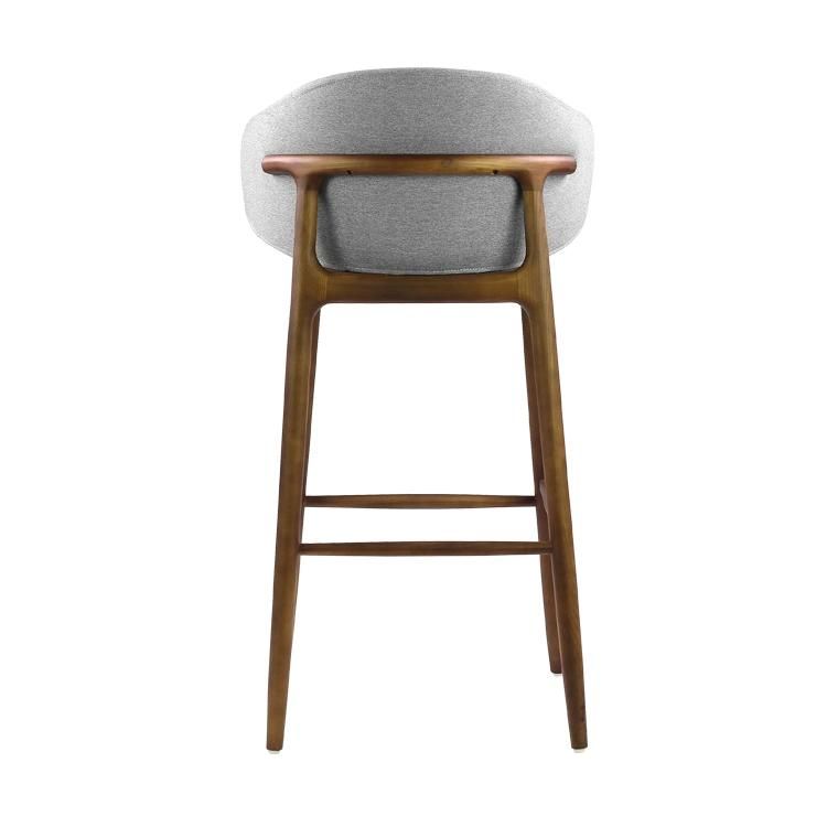 Oak Color Wooden Frame Grey Fabric Stool Chairs for Commercial Restaurant Use