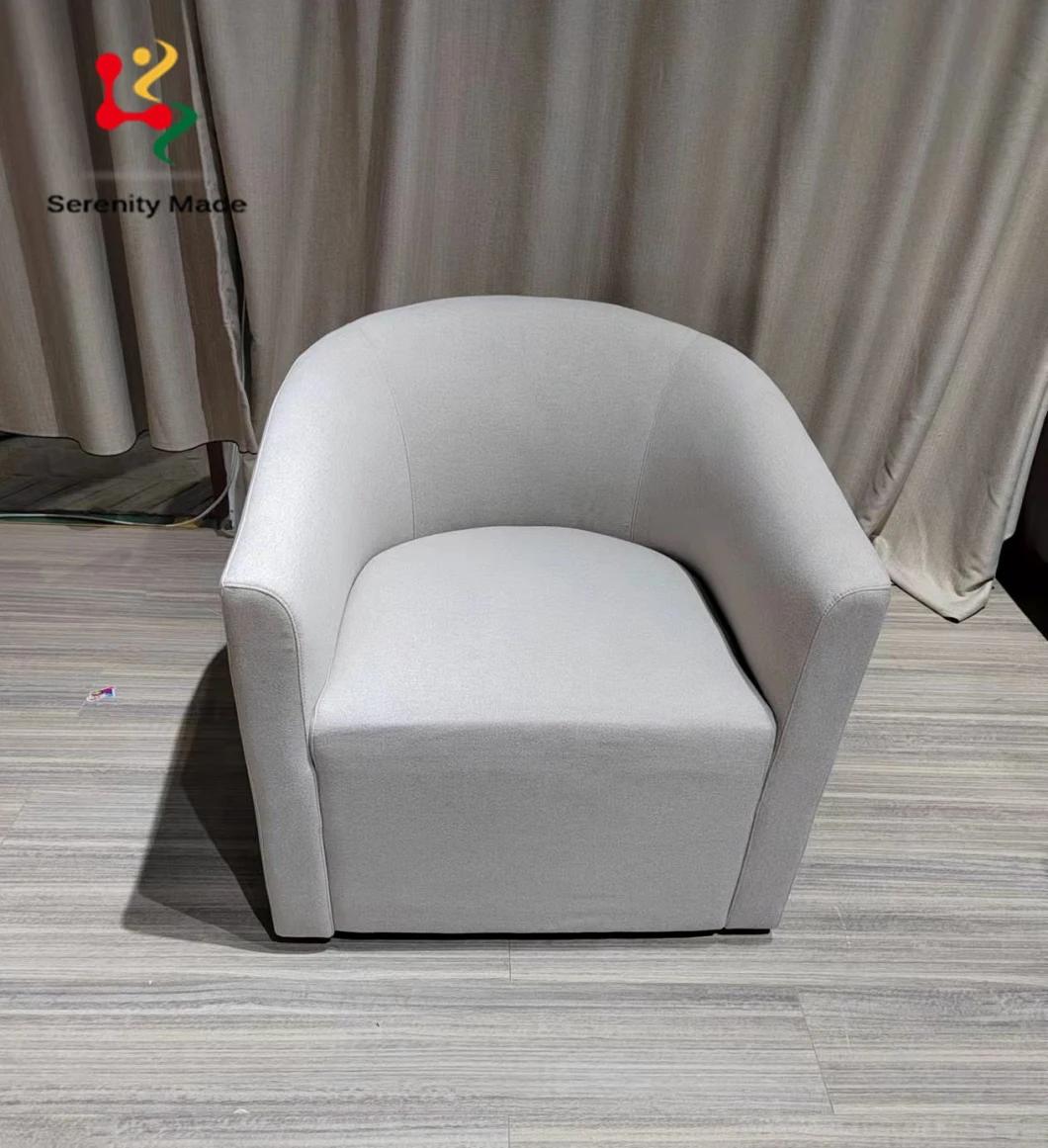 Modern Design Hotel Restaurtant Lounge Furniture Upholstered Wood Frame Fabric Single Sofa Chair for Living Room