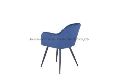 Home Furniture Hotel Luxury Soft Back Velvet Fabric Dining Chair with Metal Legs Soft Velvet Seat for Lounge Dining Kitchen Chair