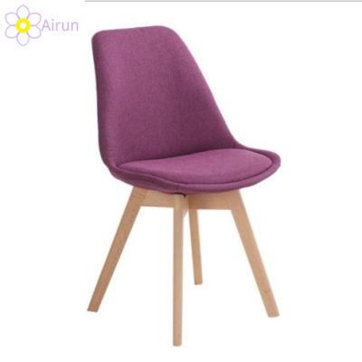 China Factory Sale Leisure Wooden Leg Modern Fabric Modern Dining Room Furniture Dining Chair