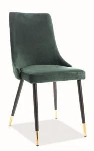 Luxurious Poland Popular Design Velvet and Metal Legs Dining Chair at Low Price for Home Using