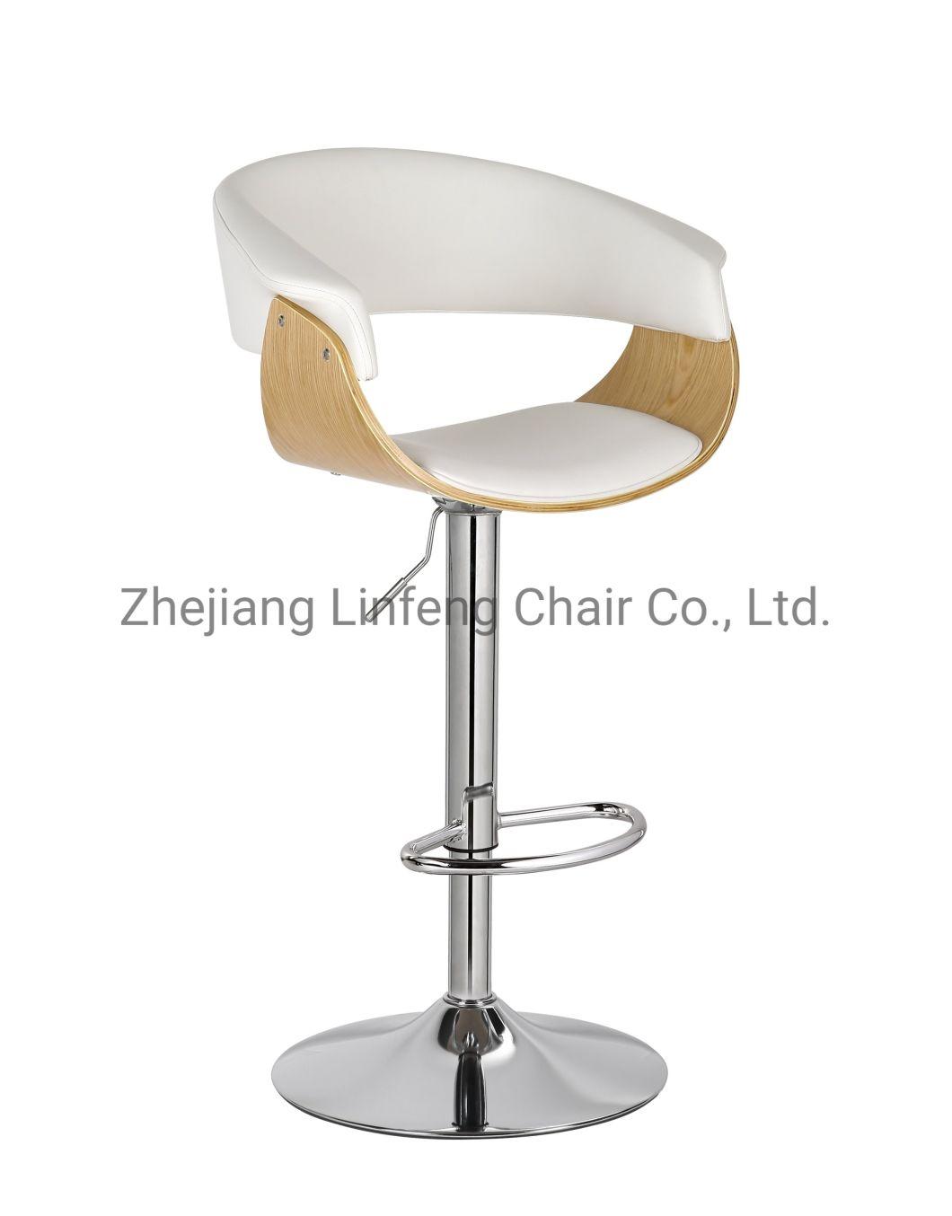 Modern Bar High Chair Super Low Back Shaped Wooden Seat Bar Stool