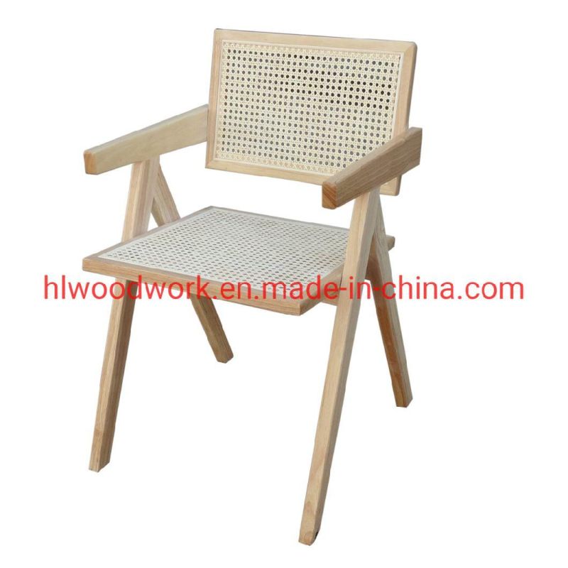 Natural Color Rattan Chair Ash Wood Frame Dining Chair