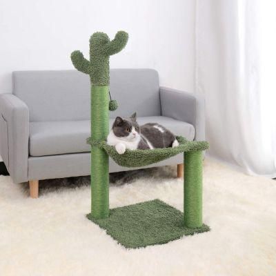 Cat Interactive Cactus Tree Sisal Climbing Scratching Post with Hammock