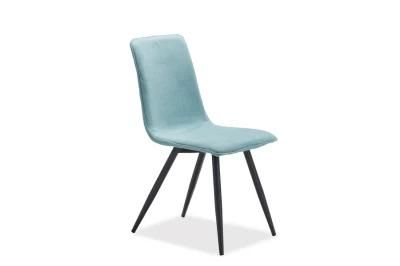 Modern Colorful General Home Furniture Metal Legs Fabric Upholstered Seat Metal Frame Dining Room Chair