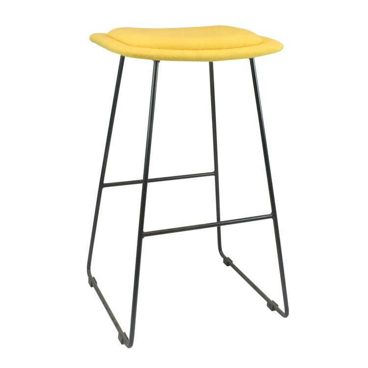 Metal Frame Yellow Fabric Seat Bar Stool Chair for Bar Use