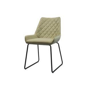 Simple Design Upholstered Black Painted Legs Dining Chair