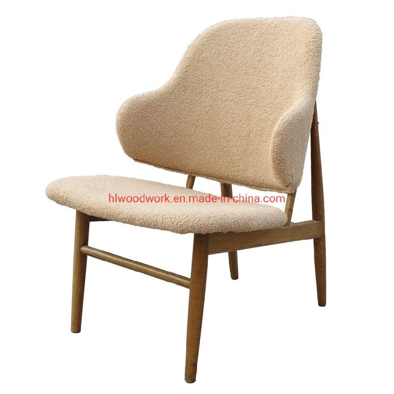 Magnate Chair Beige Teddy Velvet Oak Wood Frame Brown Dining Chair Wooden Chair Lounge Sofa Coffee Shope Arm Chair Living Room Sofa