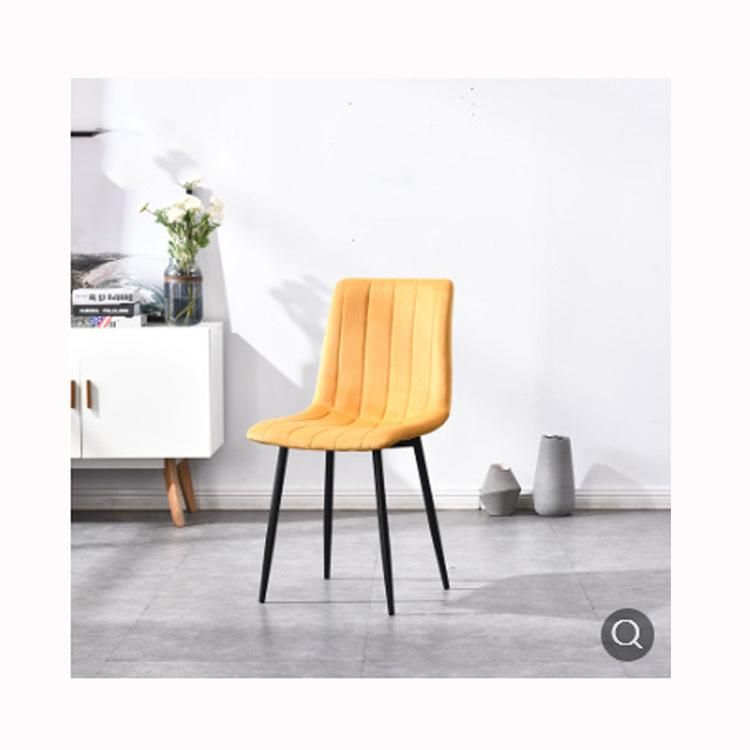 China Luxury Kitchen Chair Table and Chair Nordic Set Furniture Wholesale Custom Colors Velvet Chair with Black Metal Leg