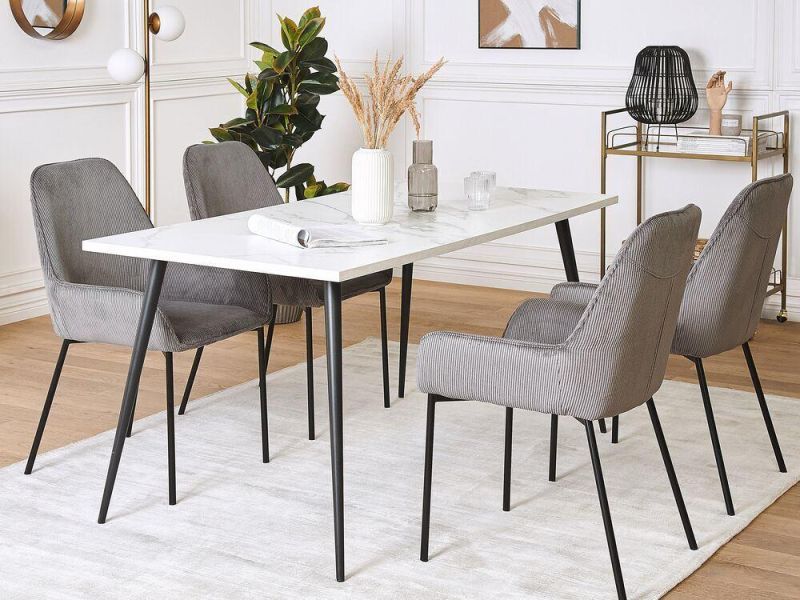 Best Choice Kitchen Dining Table Set with One Glass Top Table and 6 Black Leather Chairs