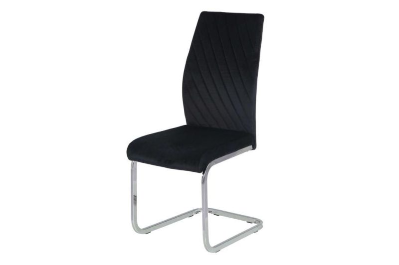 Hot Sale Restaurant Cafe Upholsteried Black Leather Velvet Chair Dining Chair