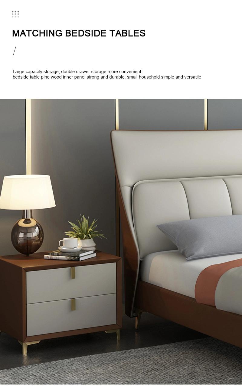Contemporary Furniture Fashion Design Fabric Wood Modern Upholstered Metal Double Bed Frame