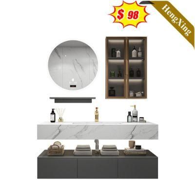 Marble Luxury Modern Wall Mounted Bathroom Vanity Wood Cabinet with Mirror Set