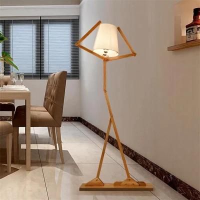 Nordic Wood Fabric Stand Light for Living Room Bedroom Study Art Deco Living Room Floor Lamp (WH-WFL-07)