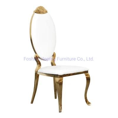 Modern Stainless Steel Dining Table Chair Wedding Table and Chair Bronze Gold Stainless Steel Round Back Hotel Banquet Dining Chair
