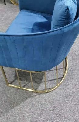 Modern Light Luxury Living Room Single Metal Sofa Chair with Velvet