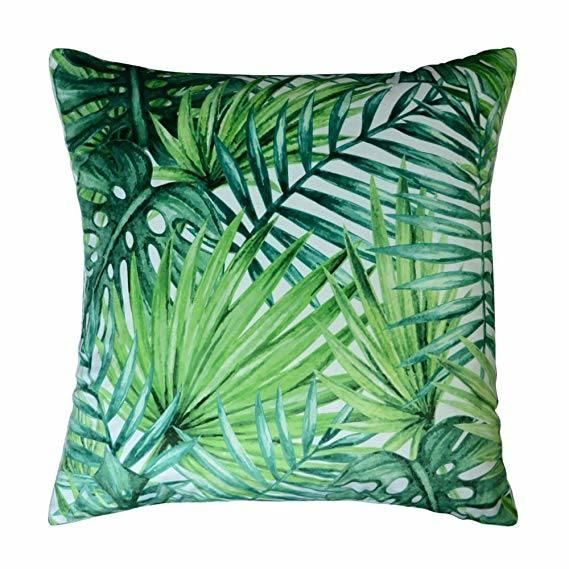 Tropical Plant Leaf Printing Pillow Sofa Cushion with Super Soft Velvet Fabric 100% Polyester