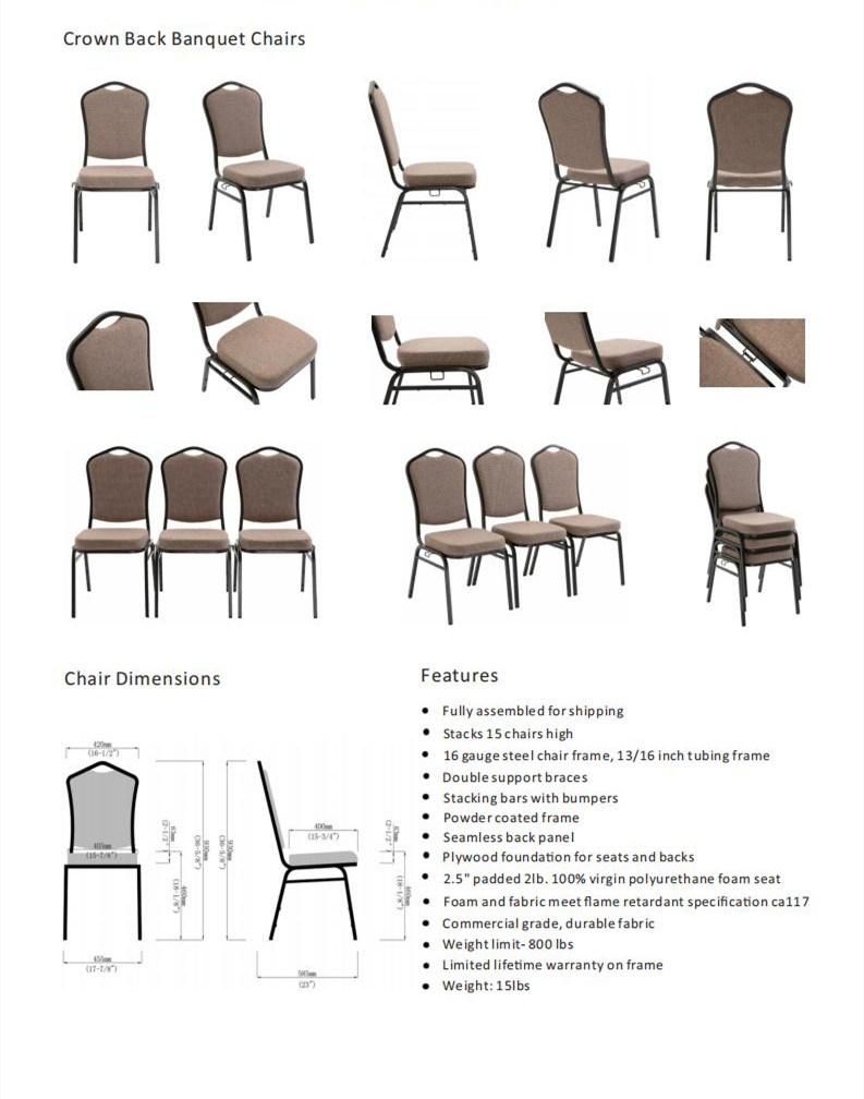 Professional Manufacturer of Crown Back Metal Banquet Chair with Ganing Device In Charcoal Fabric (ZG10-003)