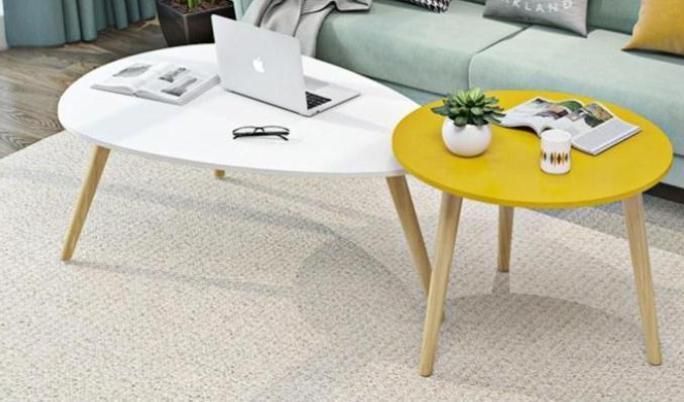 Minimalist Living Room Furniture Wooden Leg MDF Top Scandivian Nordic Coffee Nest Table