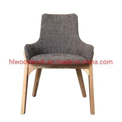 Solo Style Dining Chair Oak Wood Frame Natural Color with Grey Cushion