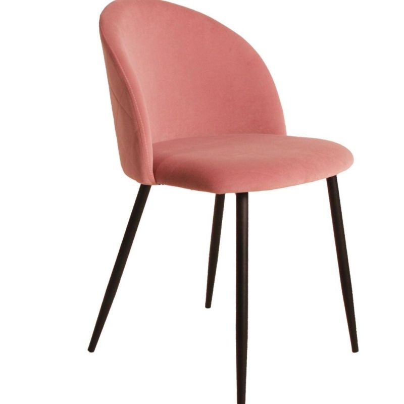 European Luxury Upholstered Restaurant Dining Metal Foot Tufted Cheap Velvet Fabric Dining Chair