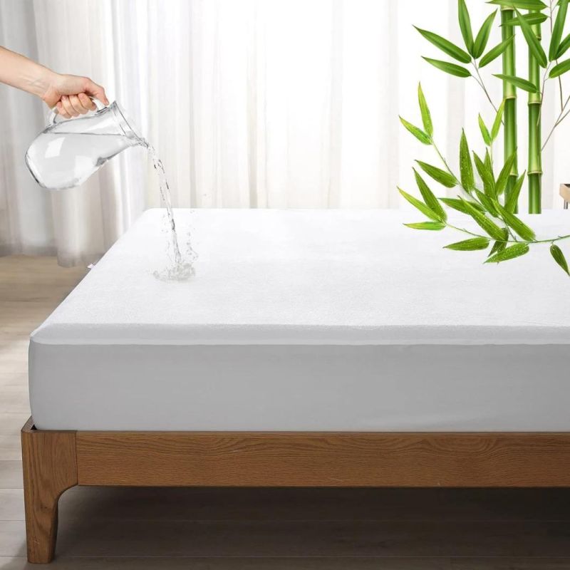 3D Air Bamboo Polyester Fabric Waterproof Ultra Soft Protector Cover Breathable Noiseless Bed Mattress Pad