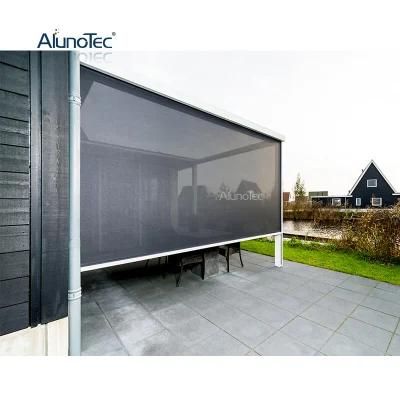 AlunoTec Windproof Automatic External Patio Shades Shutters Blinds Zip Screen Vertical Curtains