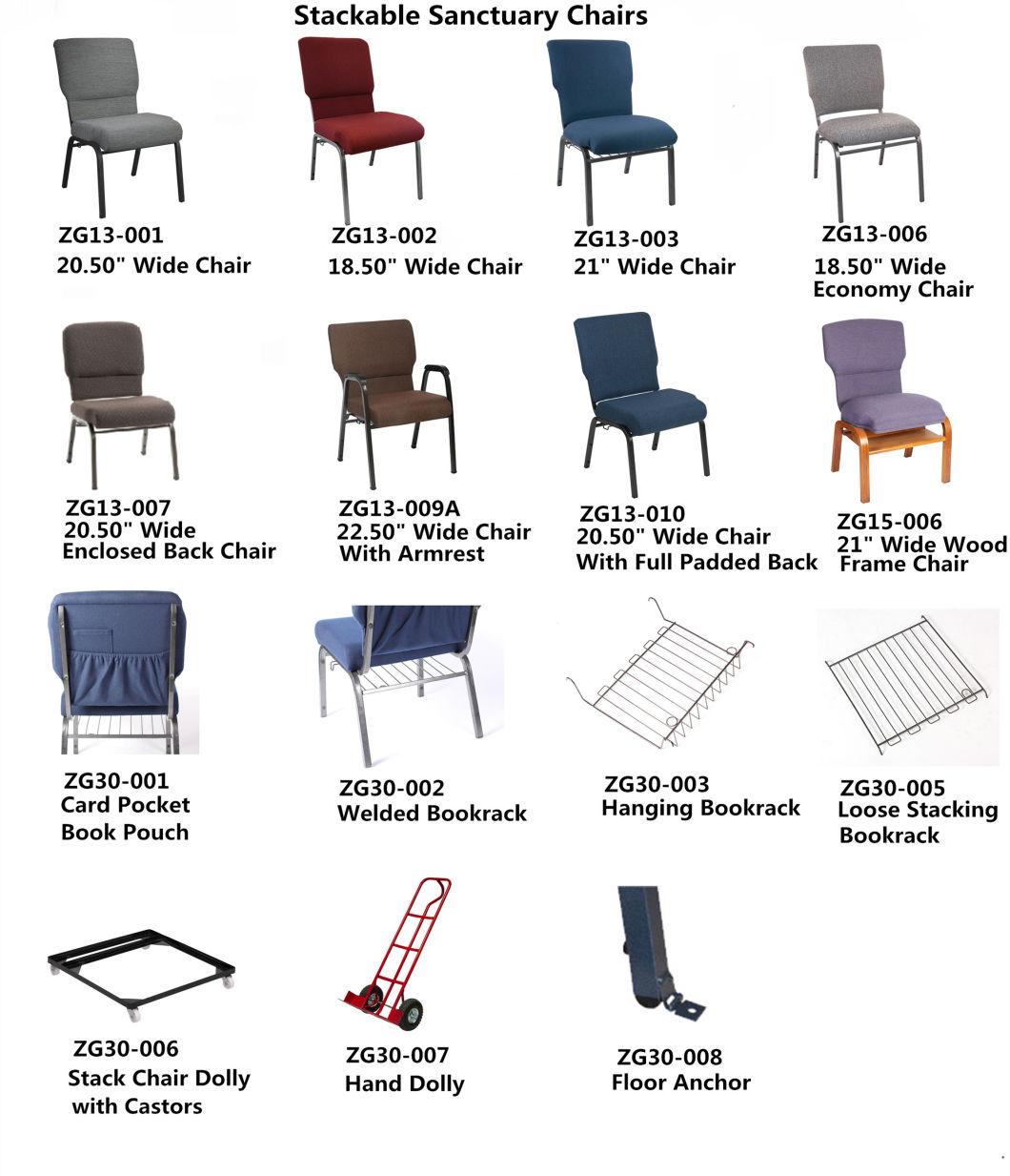 Professional Manufacturer of 21 Inch Wide Metal Espresso Fabric Worship Chair (ZG13-003)