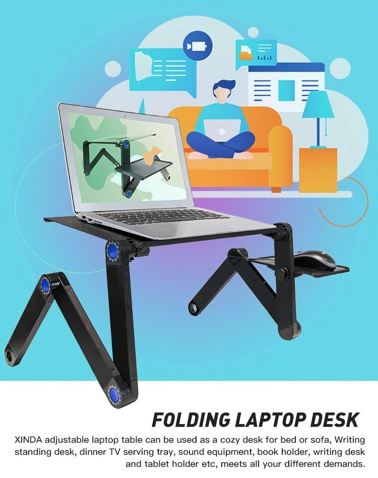 Leadingplus Hot Selling Laptop Desk 360 Degree Adjustable Metal Foldable Laptop Stand Desk