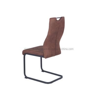 Pk Grey Fabric &quot; Z&quot; Shape Dining Chair with Black Metal Handle and Legs