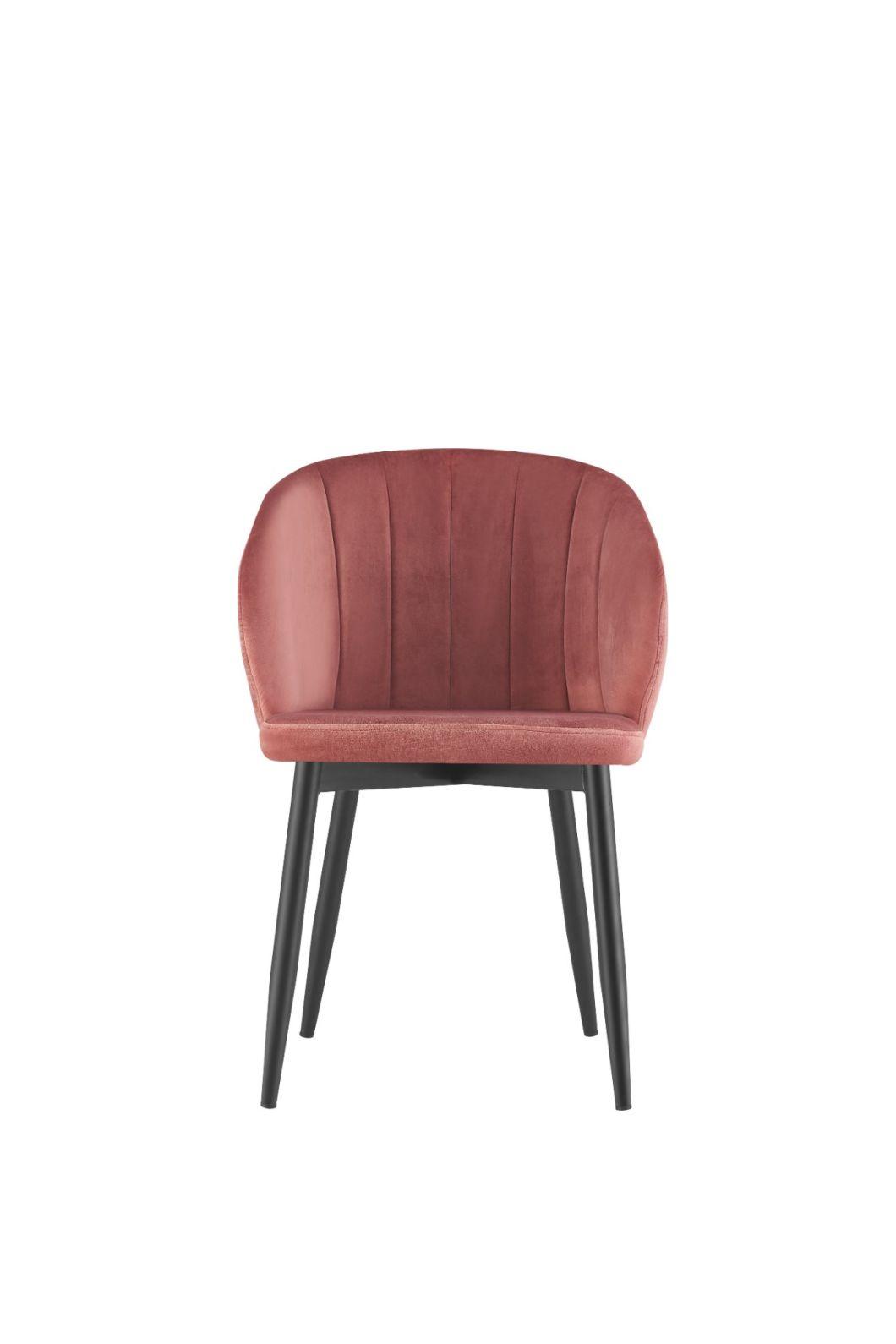 Popular Restaurant Chair Comfortable Back Velvet Fabric Metal Dining Chair
