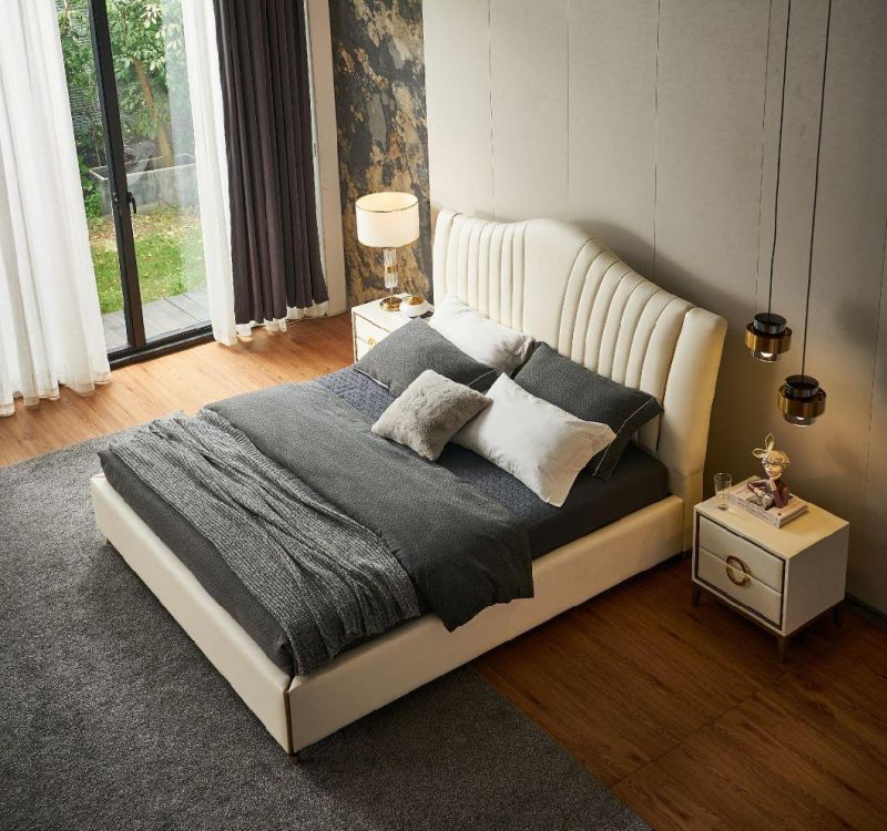 Manufacture Furniture Home Furniture Set Modern Bed Leather Bed a-Wf015