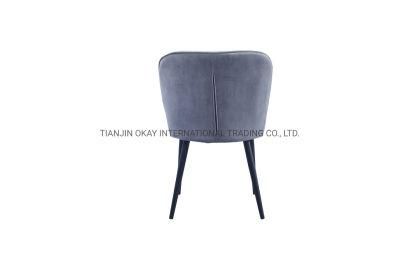 Metal Frame Round Tube Powder Coating Black and Grey Dining Chair