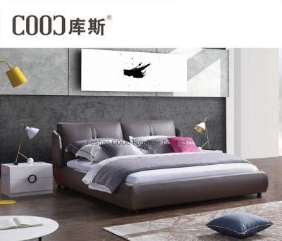 Chinese Modern Bedroom Furniture Super Soft King Size Leather Bed