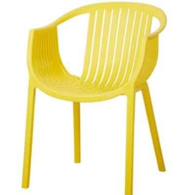 Modern Fashion Plastic Adult High Back Leisure Conference Reception Restaurant Training Stacking Plastic Dining Chair with Arms
