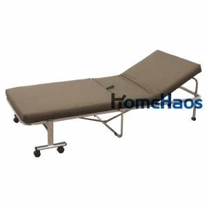 Home Use Folding Bed with Backrest Simple Easy Folding Metal Frame Bed