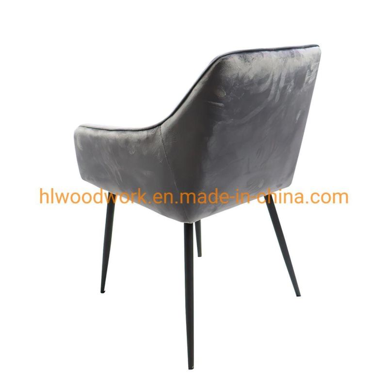 Modern Design Dining Hotel Furniture Velvet Upholstery Side Chair Dining Room Living Room Restaurant Dining Room Chair with Black Powder Coated Legs Chair