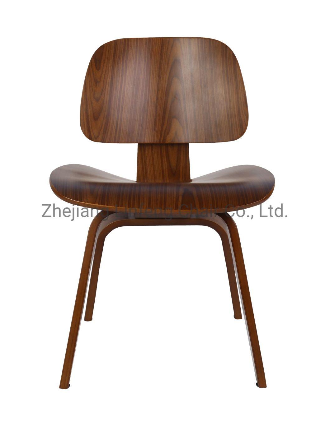 Leisure Coffee Chair Leather Cushion Restaurant Wood Side Dining Chair